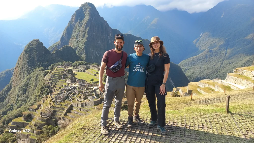 A classic photo of the Inca citadel of Machu Picchu with Huayna Picchu in the background