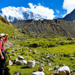 A hiker gazing at the imposing snow-capped Salkantay