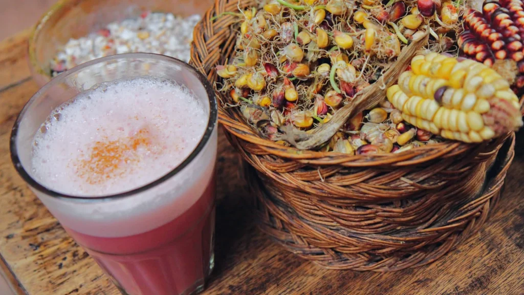 It shows chicha, a traditional Latin American drink made from corn