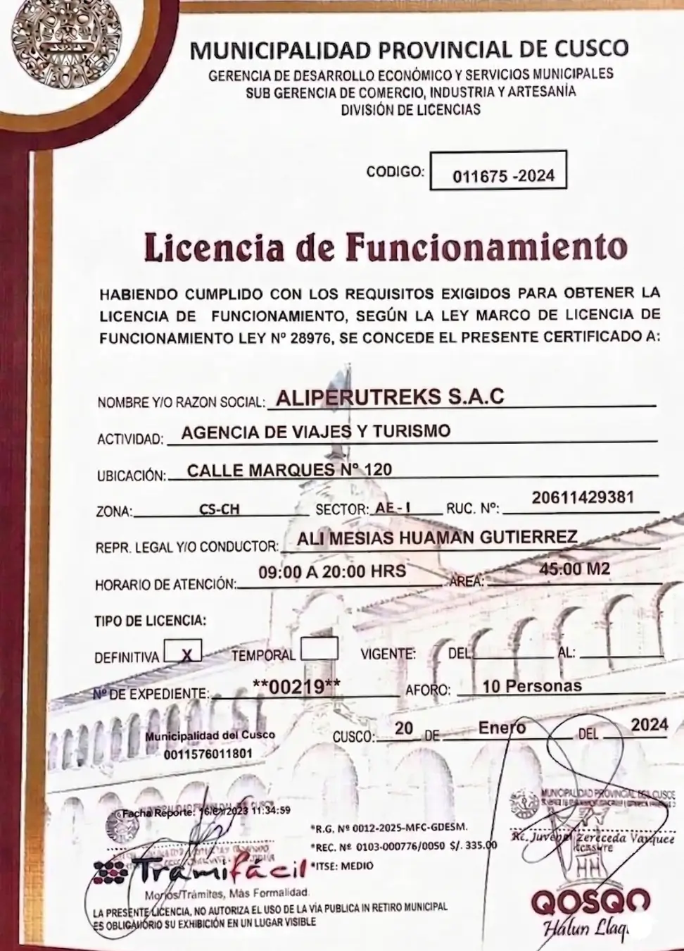Licensed tour operator in Peru