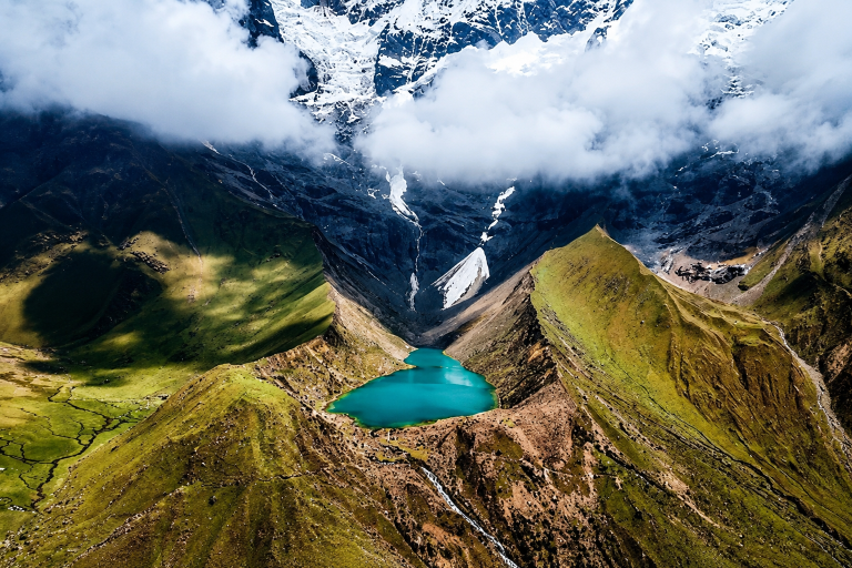 Lake Humantay is located at an elevation of approximately 4,200 meters above sea level