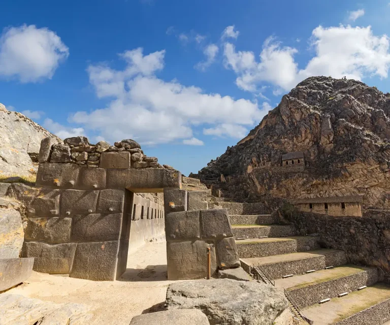 Ollantaytambo Archaeological Complex, an ancient Inca fortress located in the Sacred Valley of the Incas in Cusco