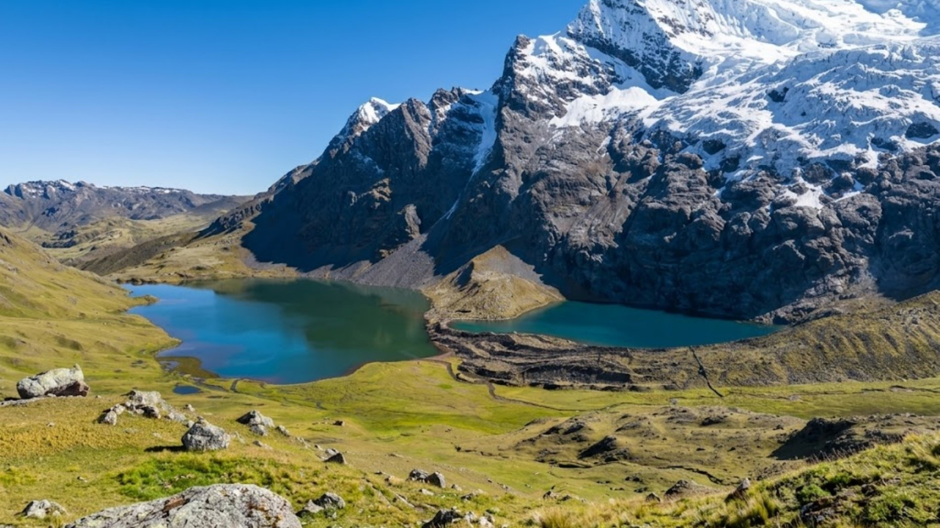 Stunning mountain lake views along the scenic Ausangate trek Peru
