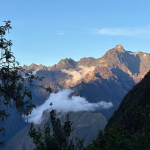 The majestic mountains of the Vilcabamba Range, visible from the Inca Trail to Machu Picchu.