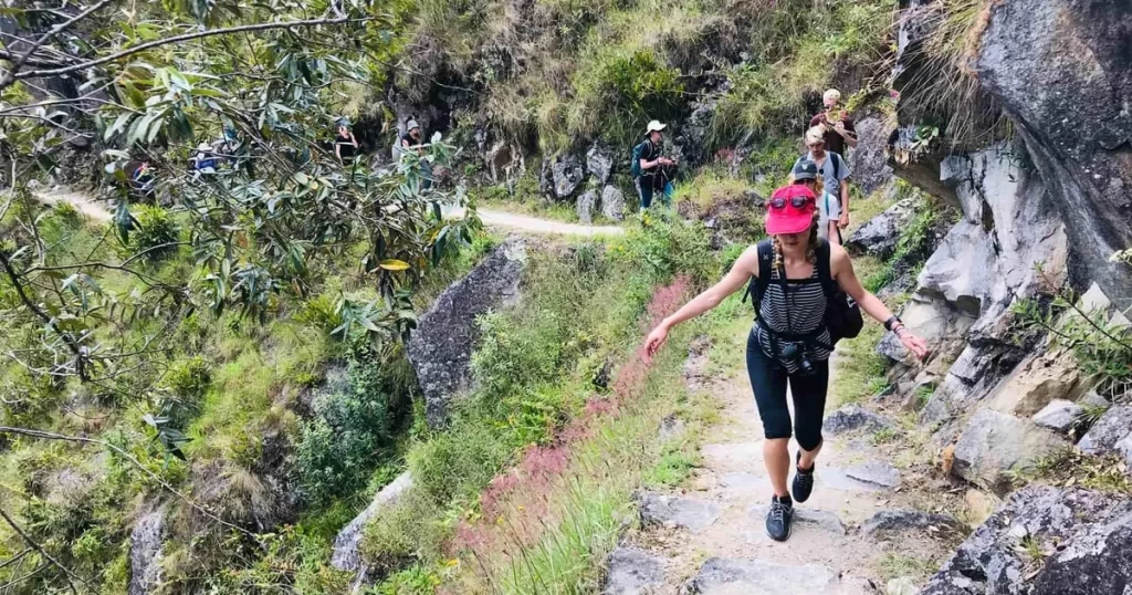 Hikers on the two-day Short Inca Trail